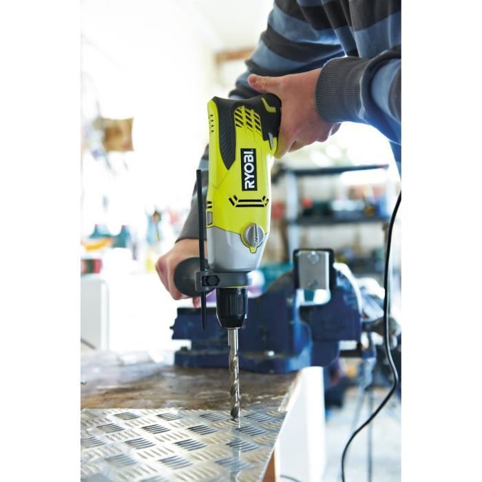 RYOBI - Taladro percutor de 1010 W - 1200-3000 BPM - 2 velocidades - Portabrocas metálico de 13 mm - Luz LED - Se suministra en maletín - RPD1010-K