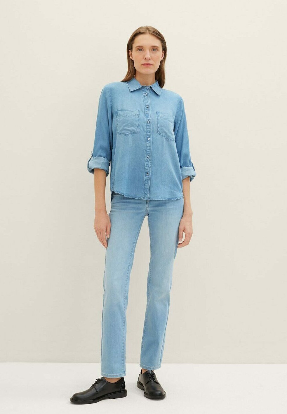 Camicia con bottoni TOM TAILOR - denim blu pietra medio