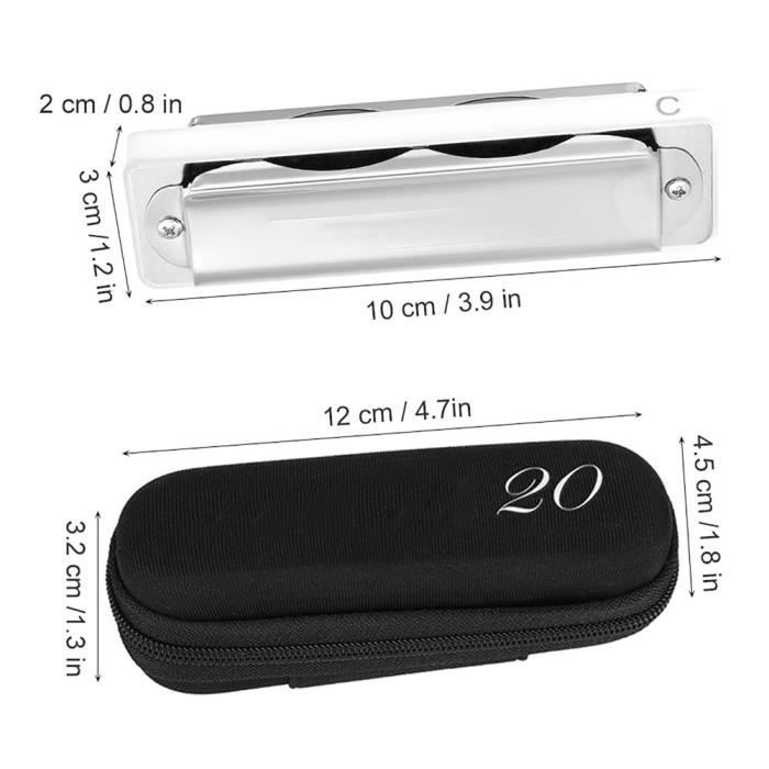ARAMOX Harmonica Do majeur KONGSHENG AM-20D Anche Phosphor Bronze 10 trous 20 tons Blues Harmonica dans la tonalité de C (blanc)