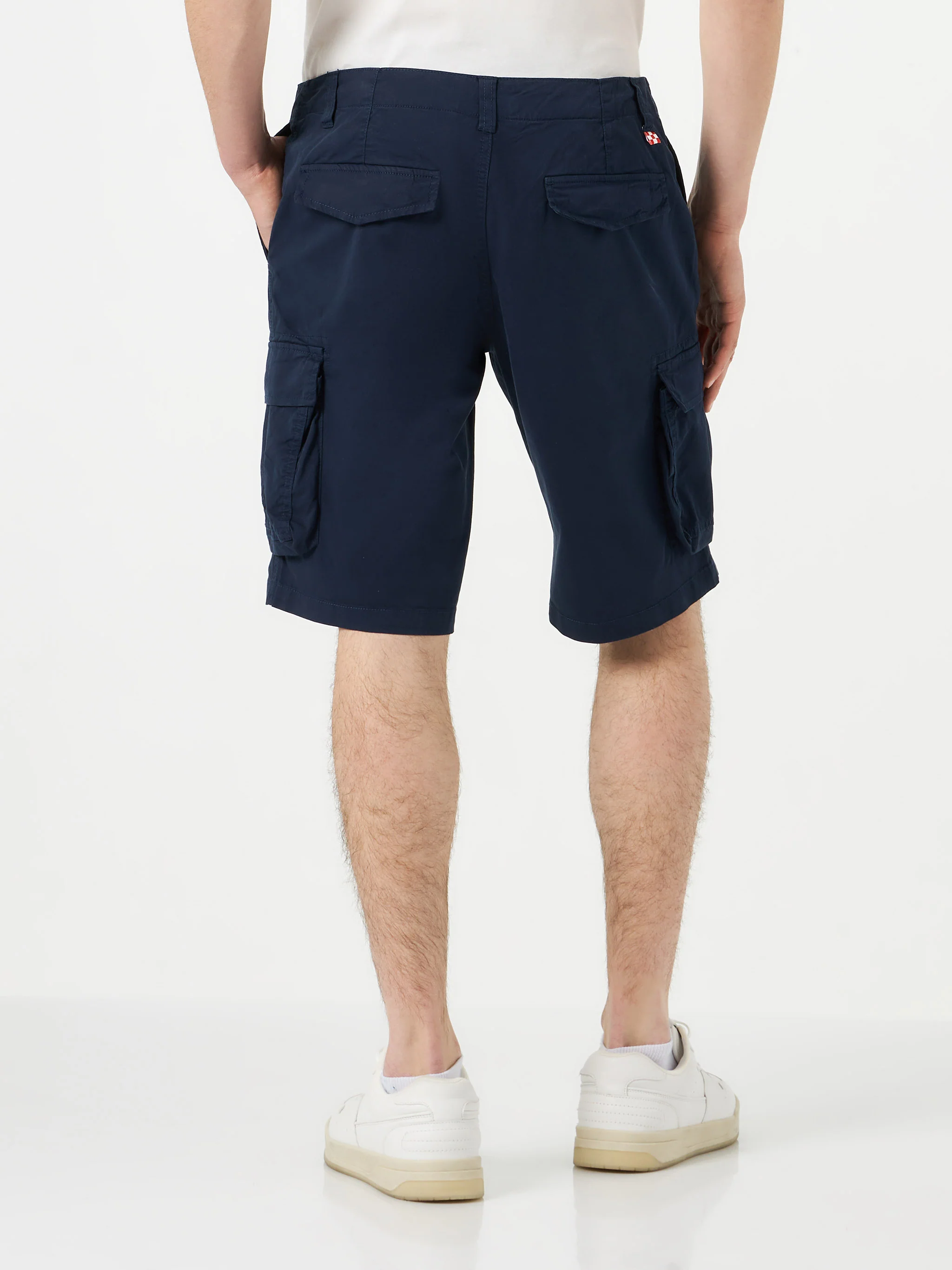 Heren blauwe katoenen cargoshorts