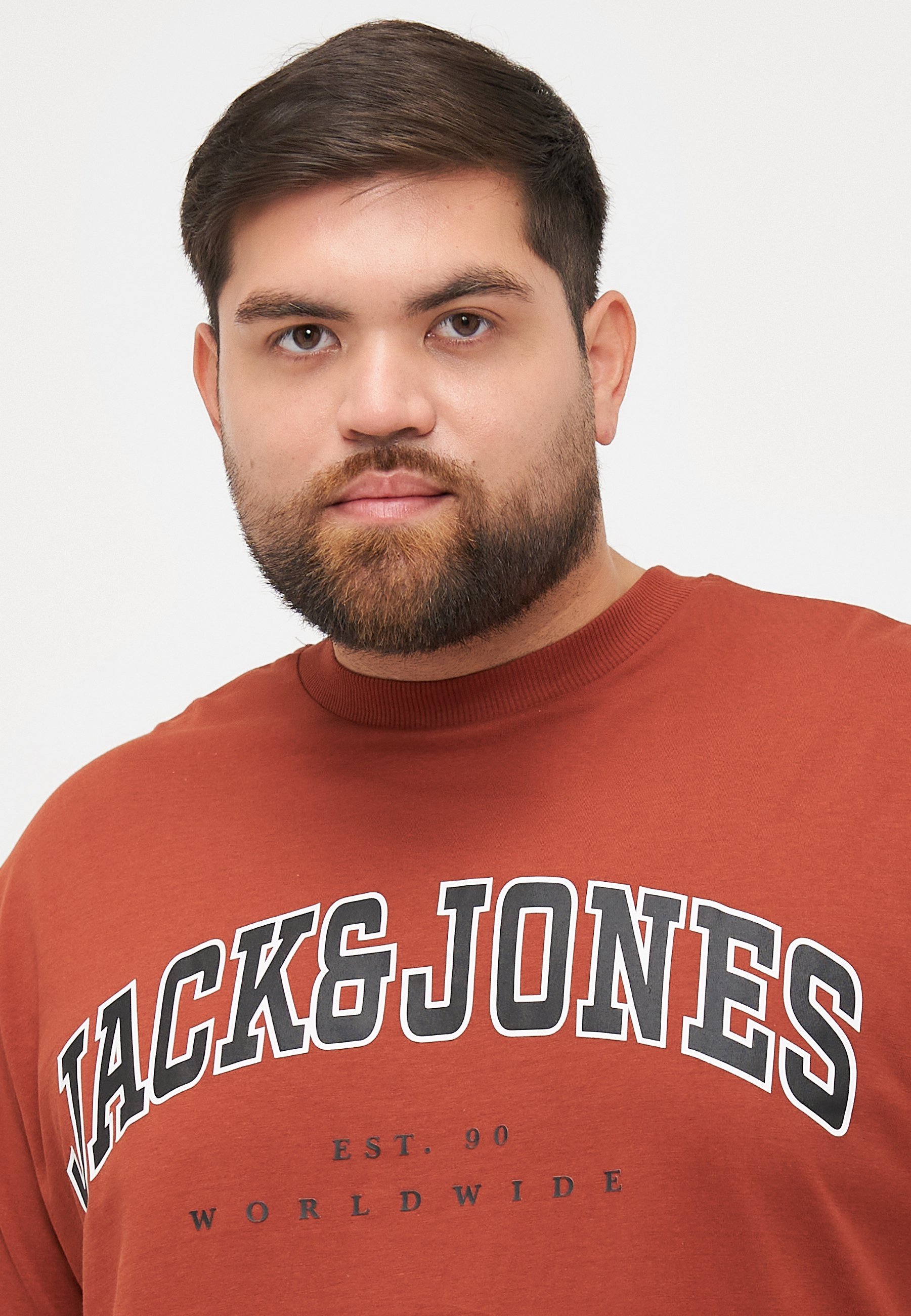 Jack & Jones JJECALEB VARSITY TEE O NECK - T-shirt stampata - henné bruciato