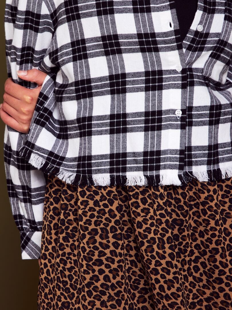 Camisa corta a cuadros - NEGRA