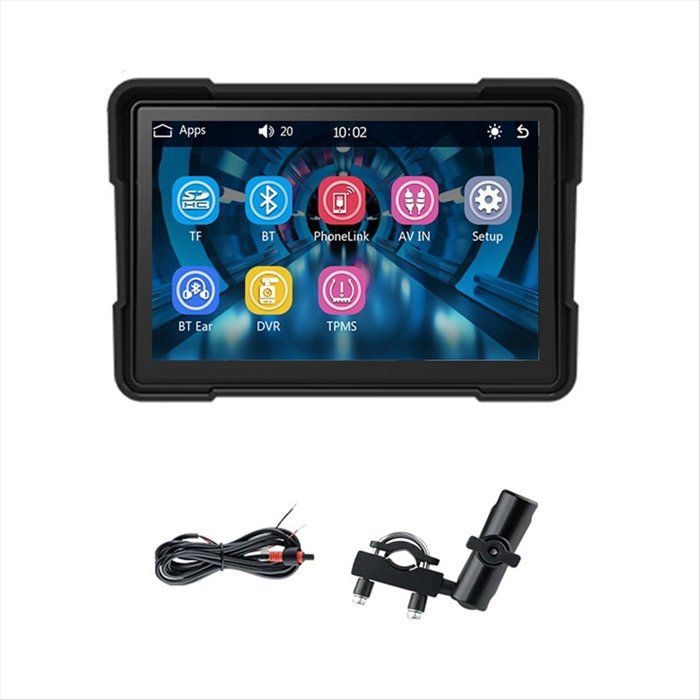 Pantalla Bluetooth portátil de 5 pulgadas para navegación GPS de motocicleta, resistente al agua IP67, inalámbrica, compatible con Carplay y Android Auto, reproductor MP5.