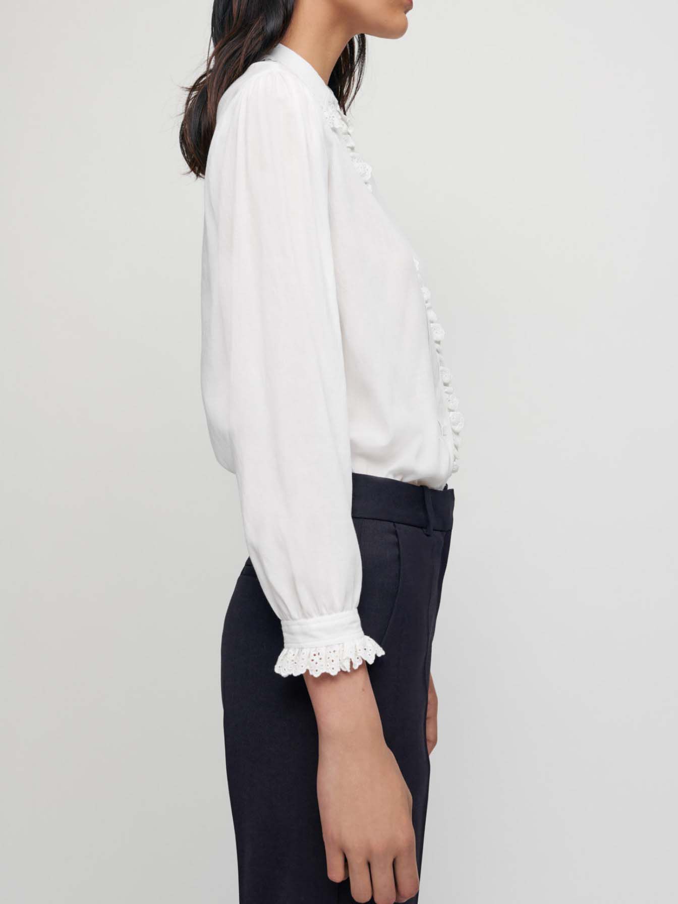 Chiffon blouse met Peter Pan-kraag - Wit