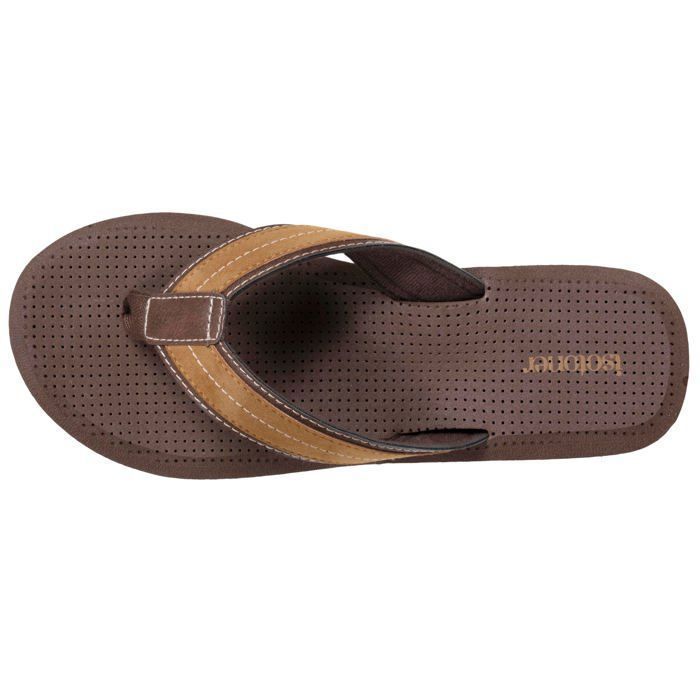 Chanclas Isotoner para hombre con suela sintética, cómoda tira entre los dedos, ligeras para mayor comodidad al caminar, color chocolate.