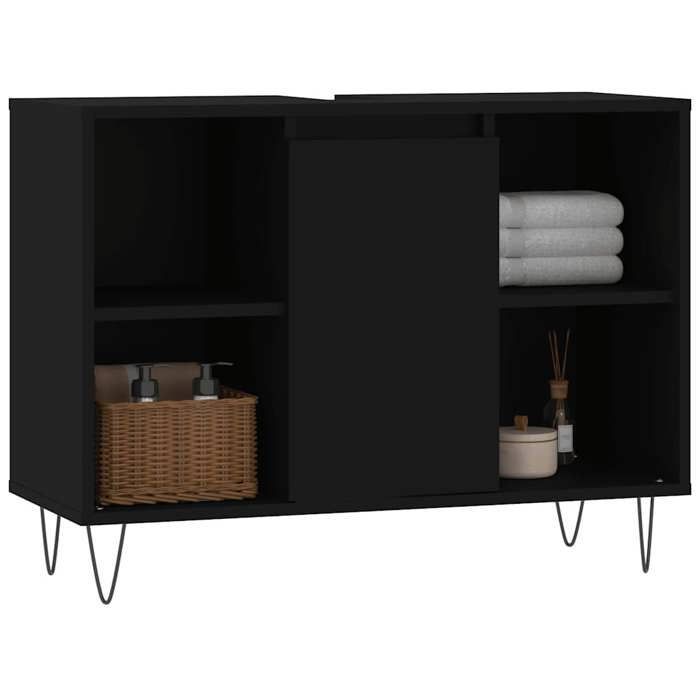 vidaXL Zwarte Badkamerkast 80x33x60 cm Samengesteld Hout 831629