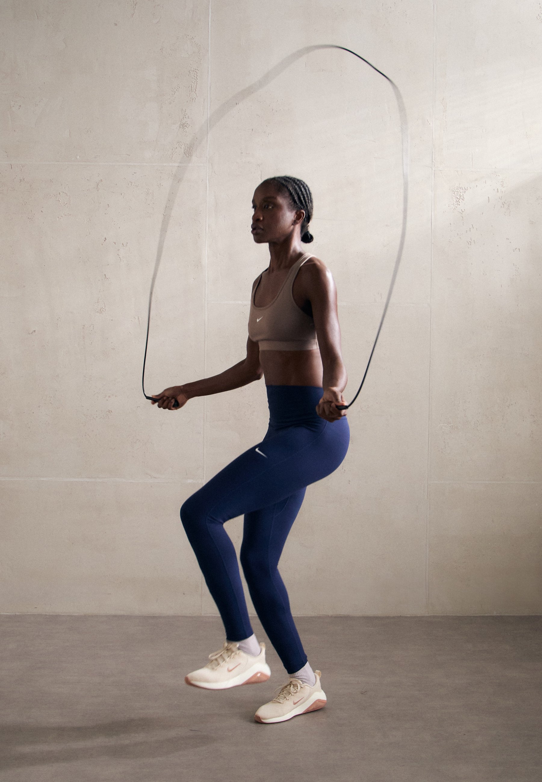Nike Performance ONE SEAMLESS FRONT - Leggings - middernachtblauw/wit