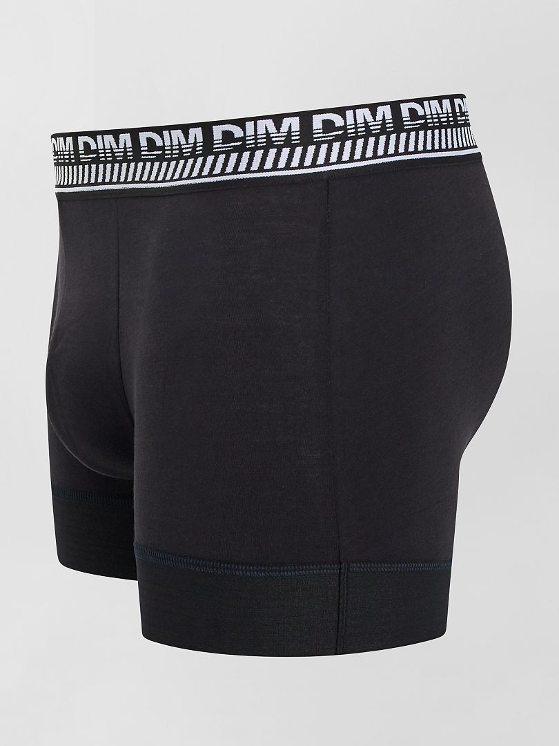 Conjunto de 2 cuecas boxer 3D Flex com elástico na cintura 'DIM' - PRETAS