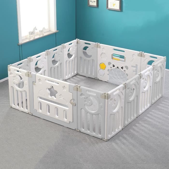 Baby Playpen - XXL - Grey - Eco-Friendly Plastic - 0 to 6 years - 14 Panels