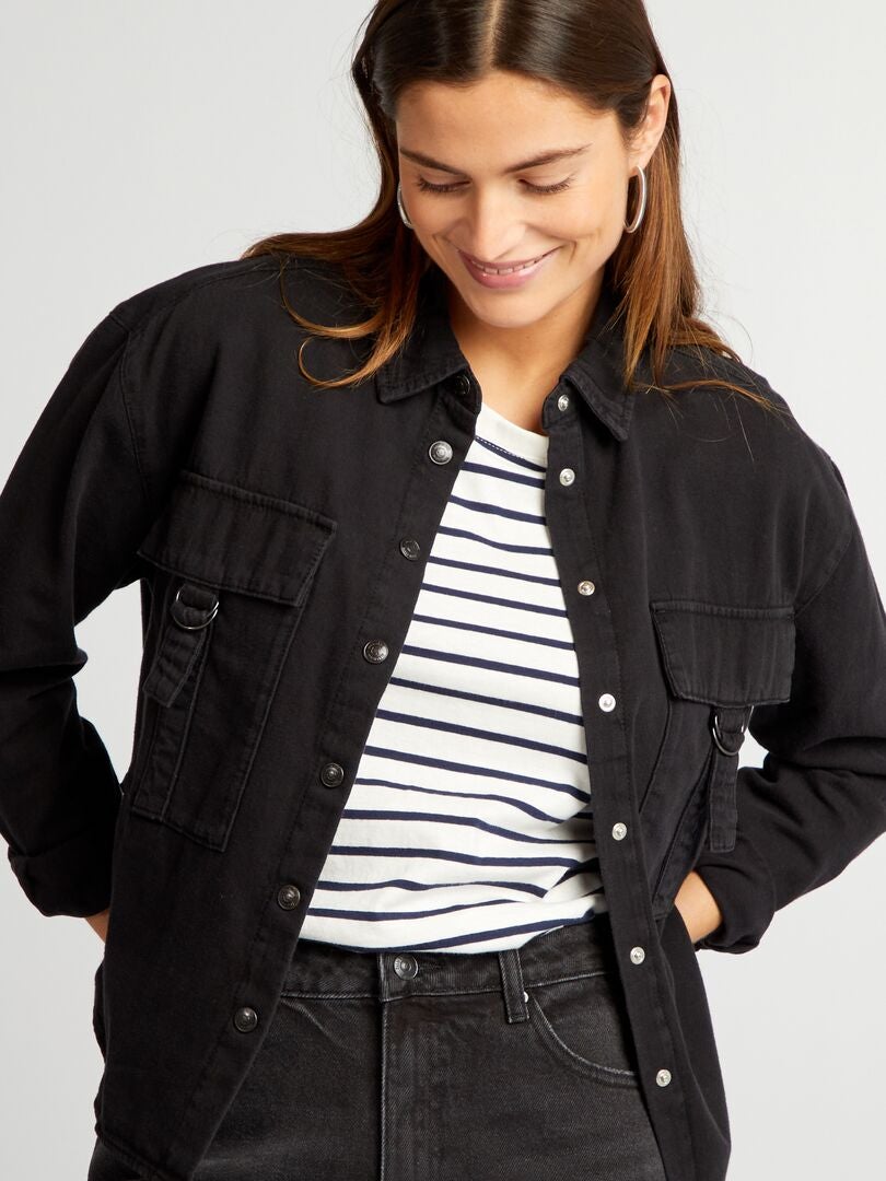 Denim overhemd - ZWART