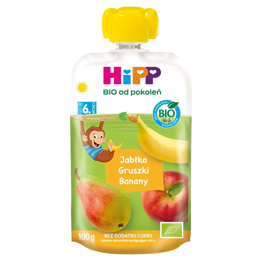 Hipp BIOMus Owocowy Jabłka-Gruszki-Banany Po 6 Miesiącu