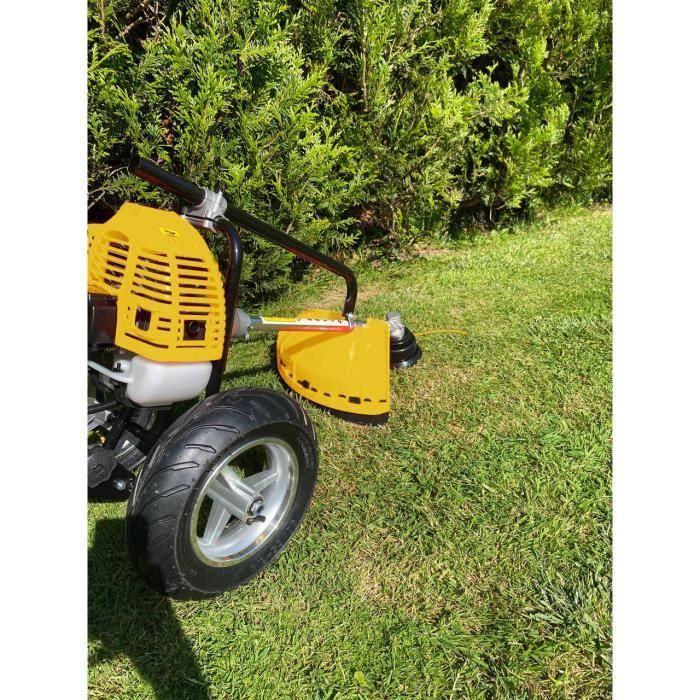 Débroussailleuse thermique à roues 52cm3 + bobine + disque