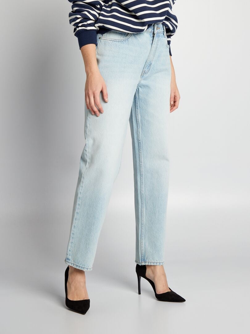 Calça jeans reta de cintura alta - AZUL