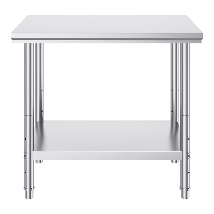 Mesa de trabajo de cocina Duoku de acero inoxidable - Mesa de preparación - 900 x 600 x 800 mm - 3 alturas ajustables - Capacidad de 318 kg