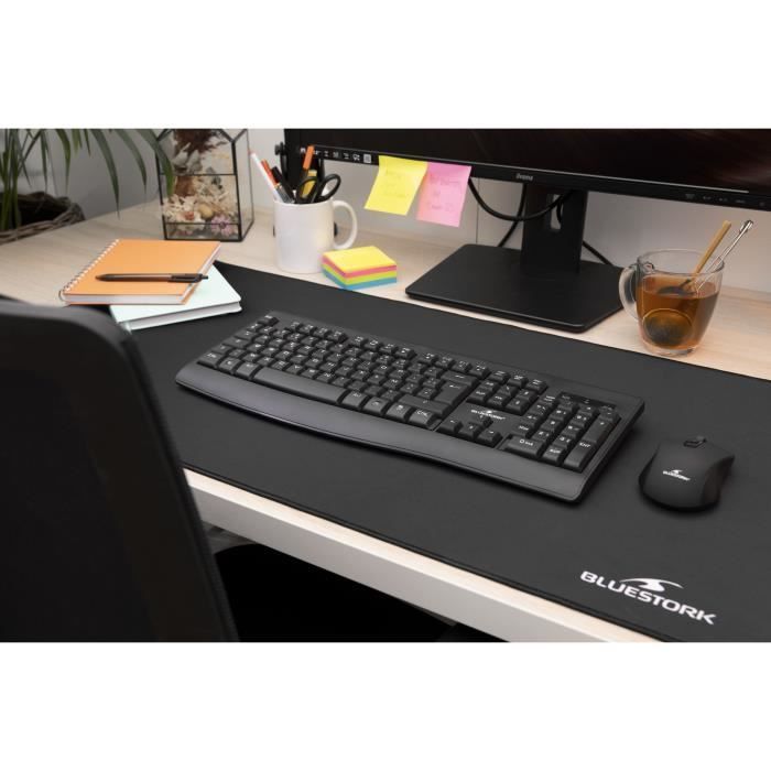 Pack Clavier Souris - BLUESTORK - PACK OFFICE RECHARGEABLE - Sans Fil - Noir