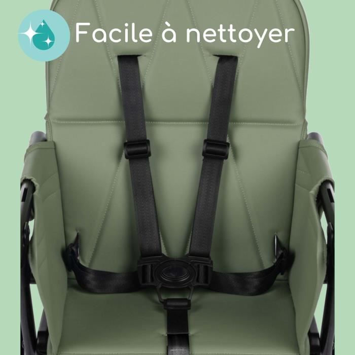 BEBECONFORT LILY Chaise haute bébé, ultra compacte et légère, confort optimal, de 6 mois à 3 ans, jusqu'à 15 kg, Mineral green
