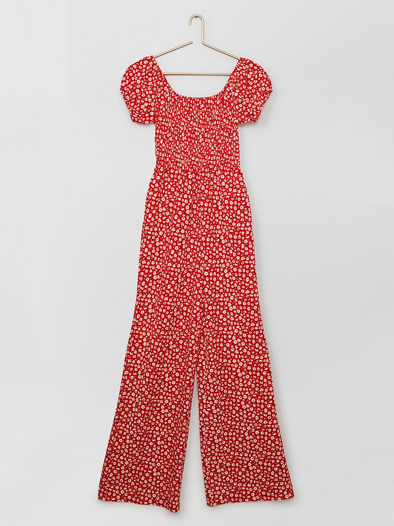 Traje de pantalón estampado floral - ROJO
