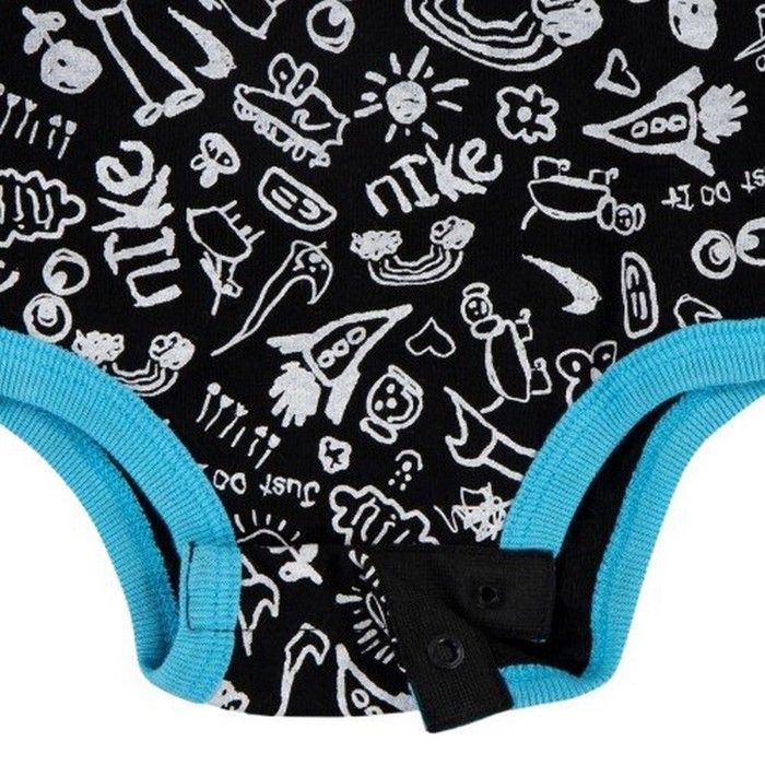 Coffret Cadeau Bébé Nike Graphic Garcon Ensemble vêtement Body Bavoir et Chaussons Marine Blanc et Bleu de 0-6 mois