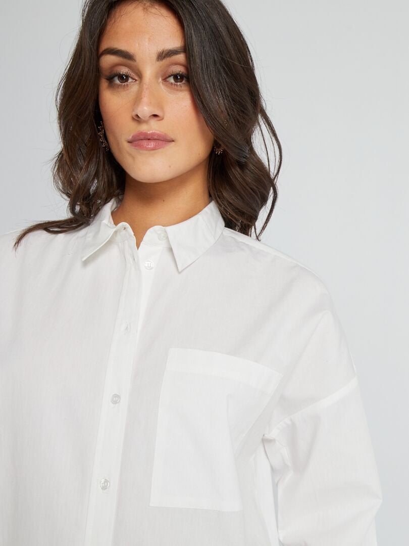 Effen poplin overhemd - wit