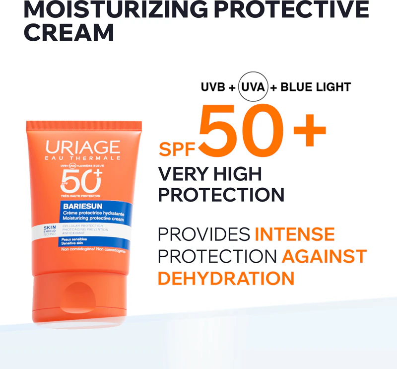 Creme hidratante Uriage Bariésun FPS 50+, protetor solar para rosto e corpo FPS 50+