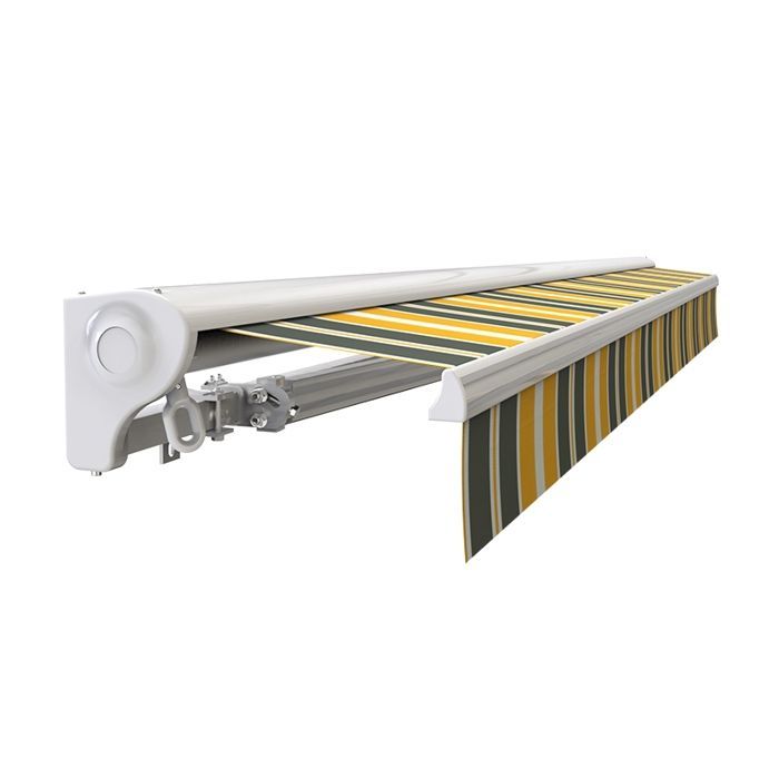 Store banne manuel Demi coffre 4 x 3 m pour terrasse - Gris jaune
