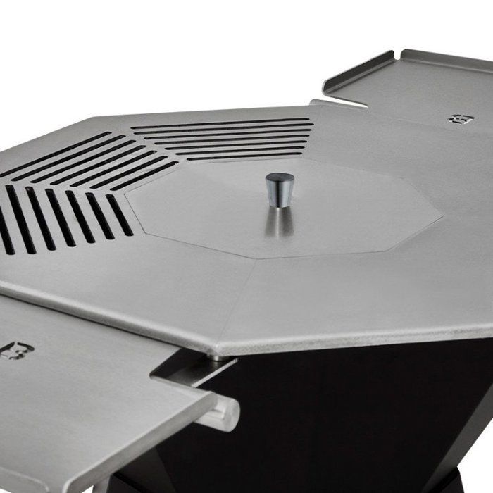 Barbacoa de leña, plancha y brasero - Diseño BRASERO - 3 en 1 - Plancha y parrilla XXL de acero inoxidable