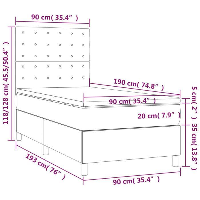 Rete a doghe - vidaXL - Grigio chiaro - 90x190 cm - Tessuto resistente - Materasso a molle insacchettate