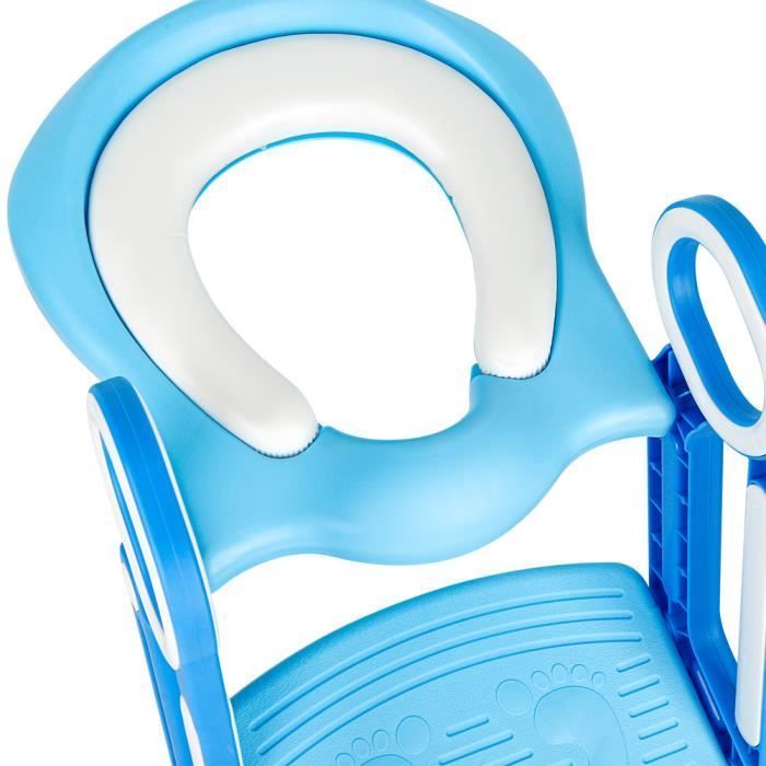 Reductor de asiento de inodoro infantil con escalones y reposabrazos - GOLDCMN - 1-7 años - Blanco - PP + TPR + esponja + PVC