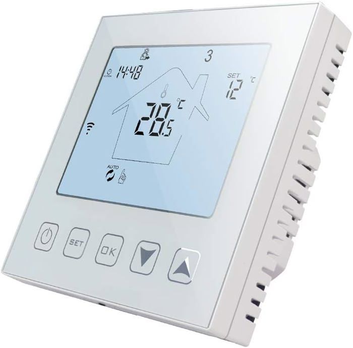 Thermostat Connect WiFi Chauffage au Sol Electrique 16A Alexa Google Assistant Compatible avec Sonde Programmable Thermostat