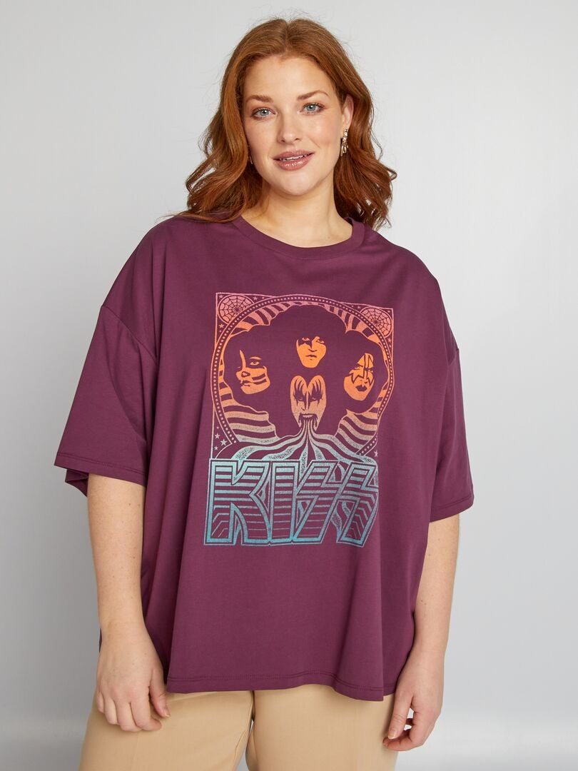 Camiseta de cuello redondo 'Kiss' - MORADA