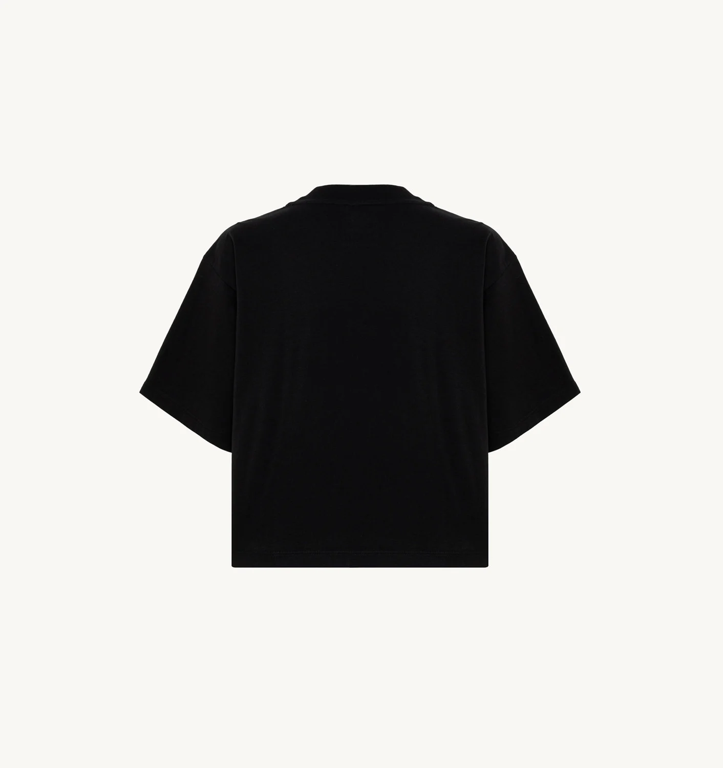 Tricou negru scurt din jersey de bumbac