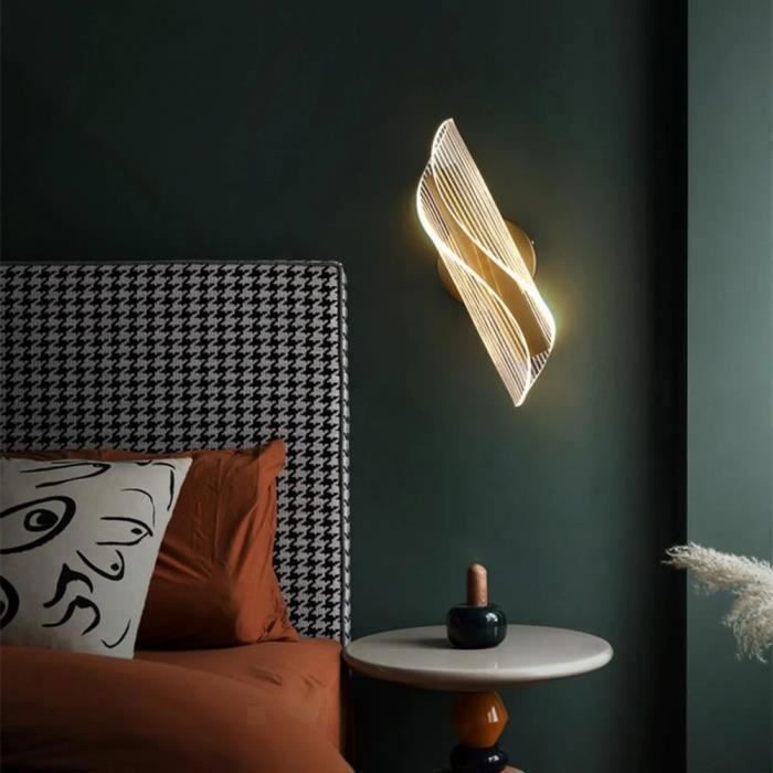 DELIPOP Moderne dimbare LED-wandlamp, 12W, 3000K/4000K/6000K, voor slaapkamer, woonkamer, hal, entree – Goud