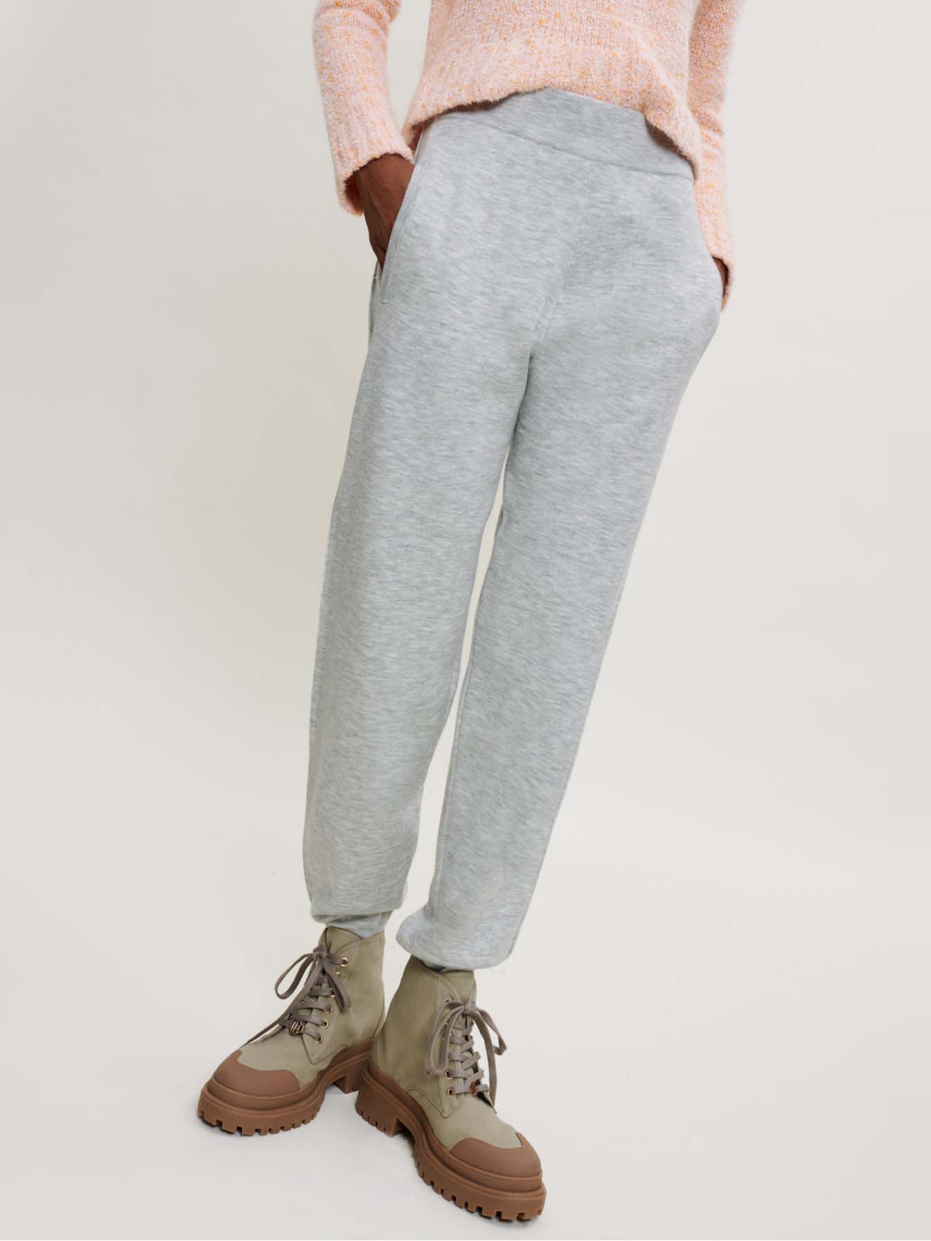 Pantaloni de trening din fleece melanj - Gri
