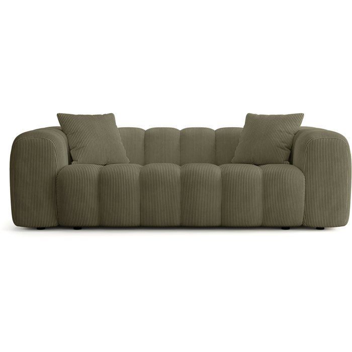 Festes Sofa – 3-Sitzer – SFERA – Grüner Stoff – 240 x 100 x 80 cm