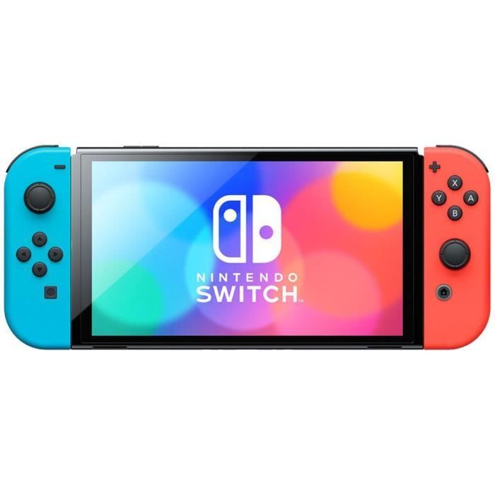 Paquete Nintendo: Consola Nintendo Switch - Modelo OLED • Neón + Isla Ilusión Disney + Estuche de Splatoon 3