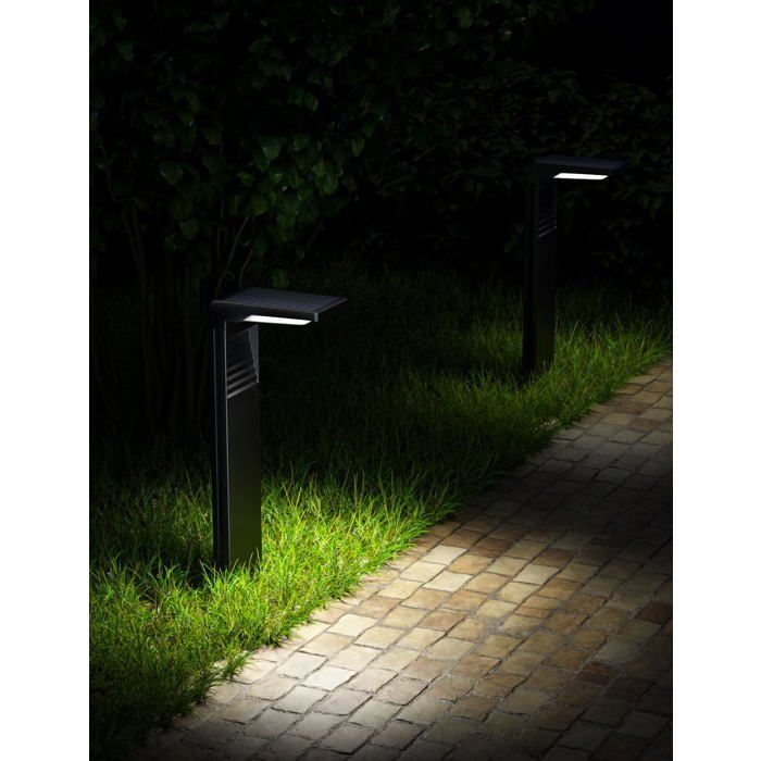 Luces solares para exteriores [4 unidades] 32 LED, focos solares con 2 modos de temperatura de color para jardín, patio y entrada de vehículos.