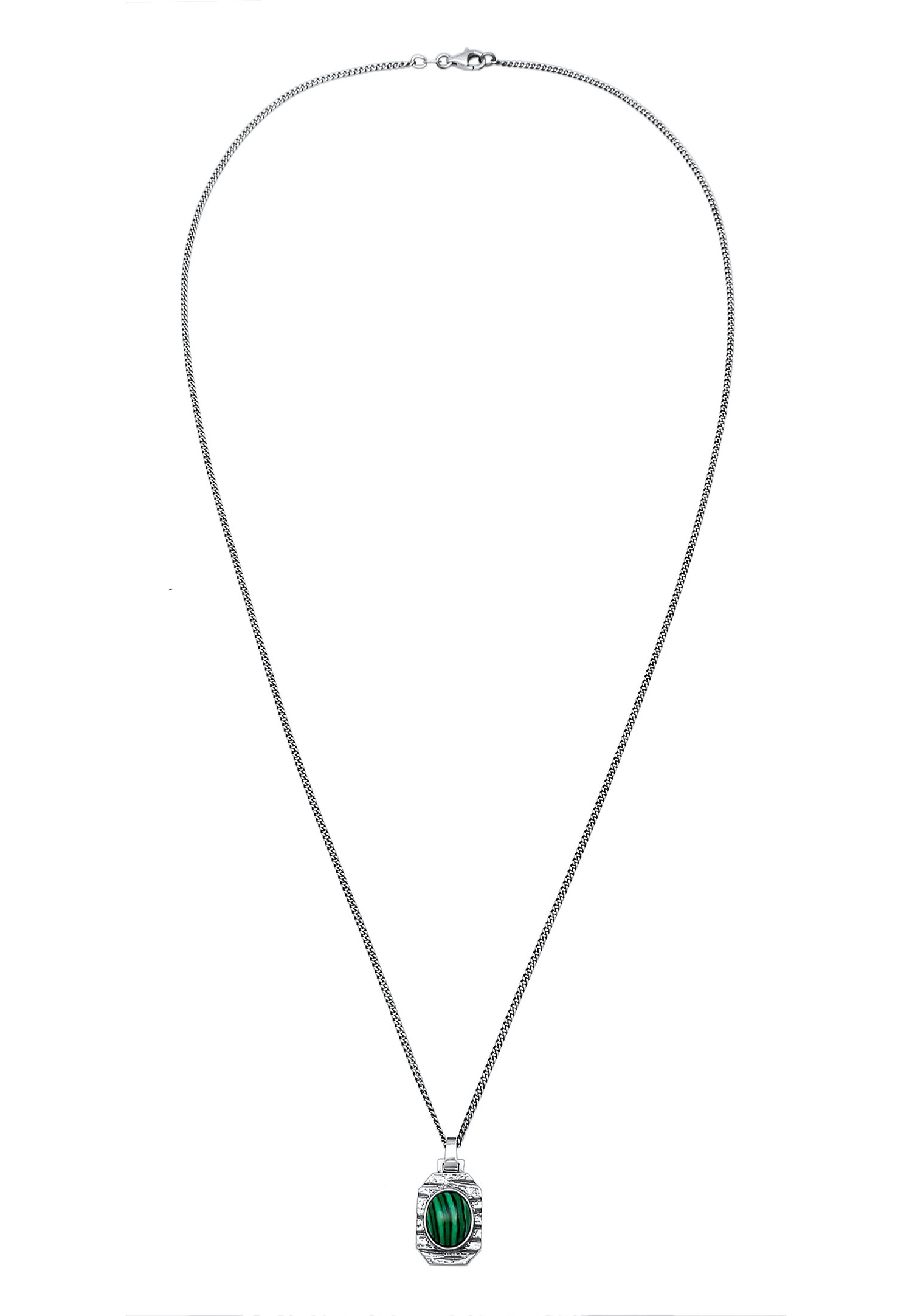 KUZZOI Hommes Pendentif Hexagonal Robuste avec Malachite Vert en Argent Sterling 925