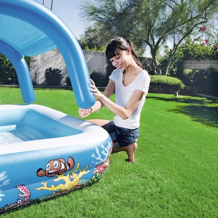 BESTWAY Square Inflatable Pool 147 x 147 cm + Sunshade