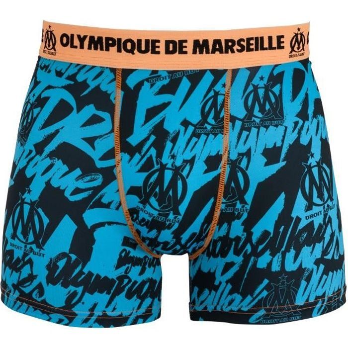 Boxer OM - OLYMPIQUE DE MARSEILLE - Collection officielle - Enfant Garçon - Bleu - Polyester