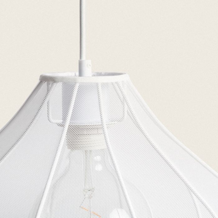 Lampada a sospensione Yara in metallo bianco e tessuto Ø400 mm