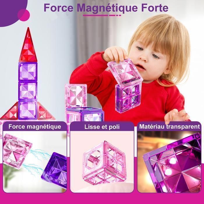 Conjunto de construção magnética com 54 peças, brinquedo educativo para crianças de 3 a 8 anos, estimula a criatividade e a lógica, presente ideal para meninos e meninas.