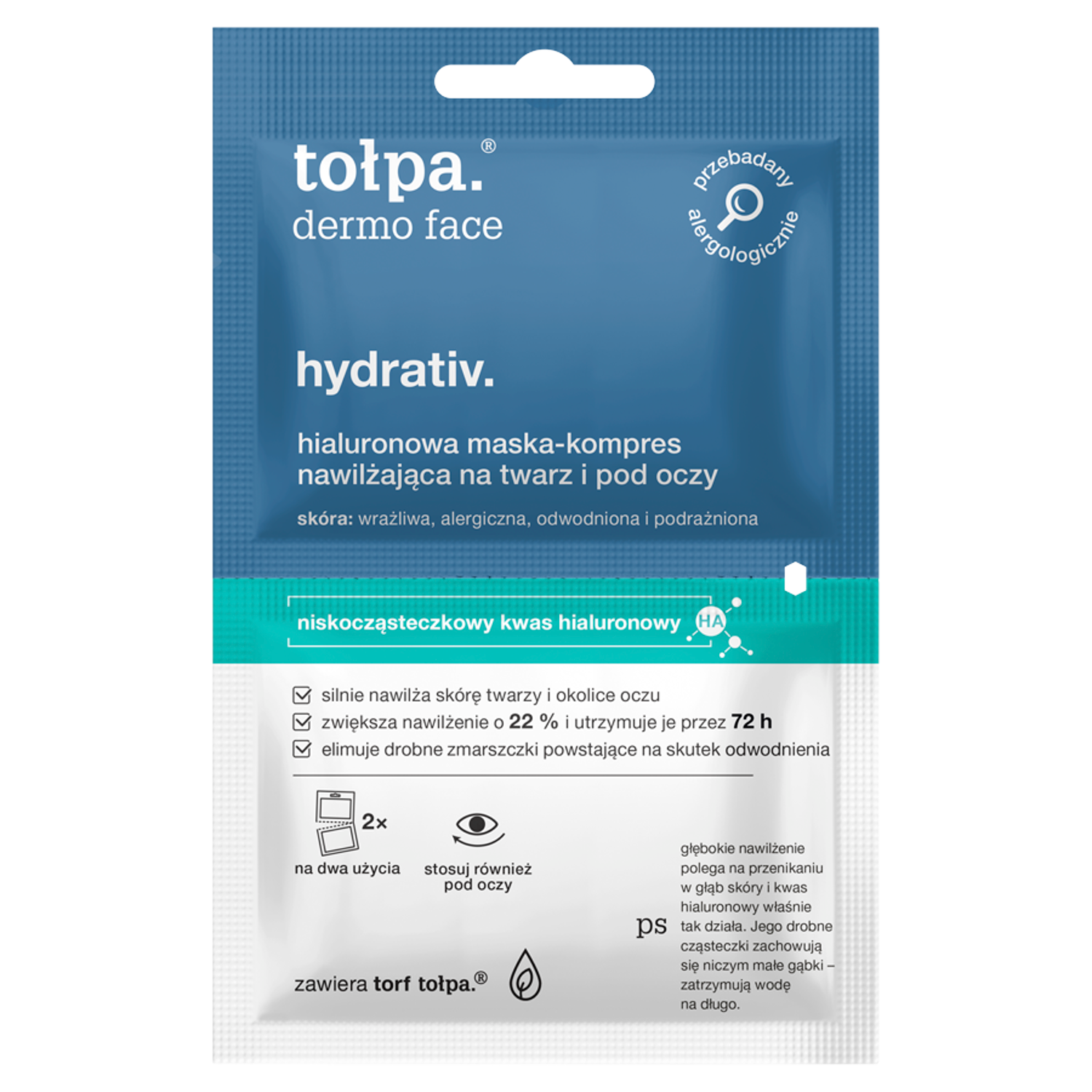 Tołpa mask-compress with moisturizing and relaxing effect for face, neck and under eyes 2x6ml/​ Dermo Face Hydrativ