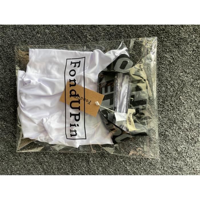 Pantalones cortos de compresión para hombre - FONDUPIN - Para correr - Secado rápido y transpirables - Blanco