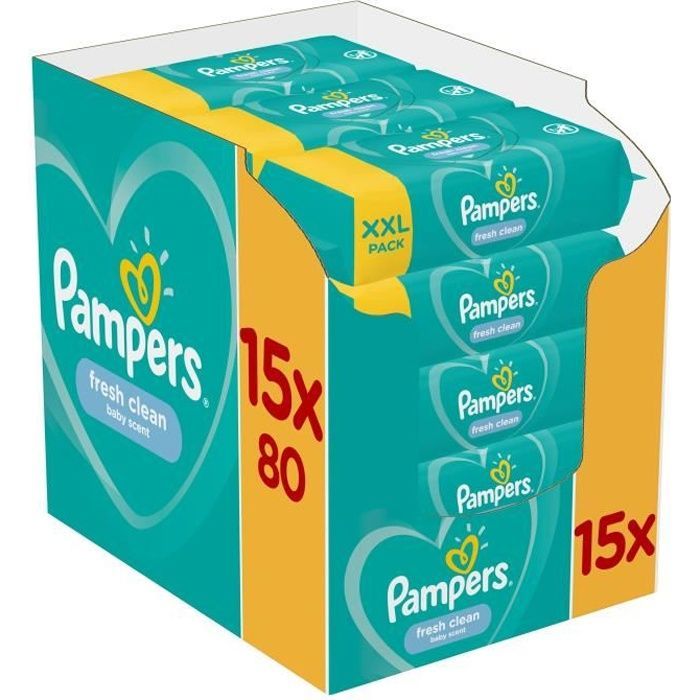 PAMPERS Baby Feuchttücher FRESHCLEAN - Packung mit 15 x 80 Tüchern - 1200 Tücher