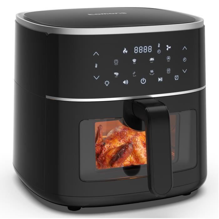 tomons 6L Friteuse sans huile Airfryer XXL Grande Capacité, avec 8 Préréglages, Fenêtre de Cuisson Visuelle, Panier Antiadhésif