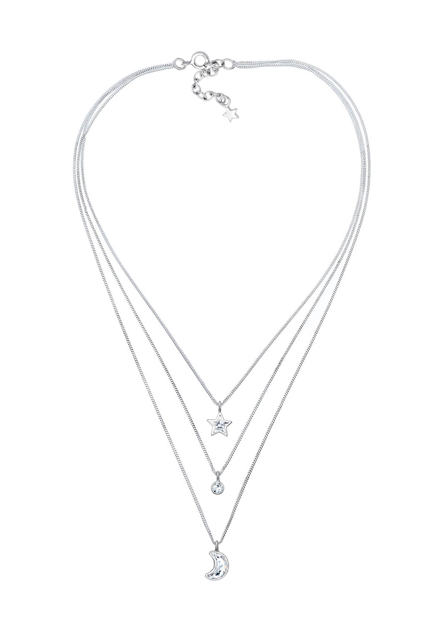 Elli Femmes couches look lune étoile avec cristaux en argent sterling 925