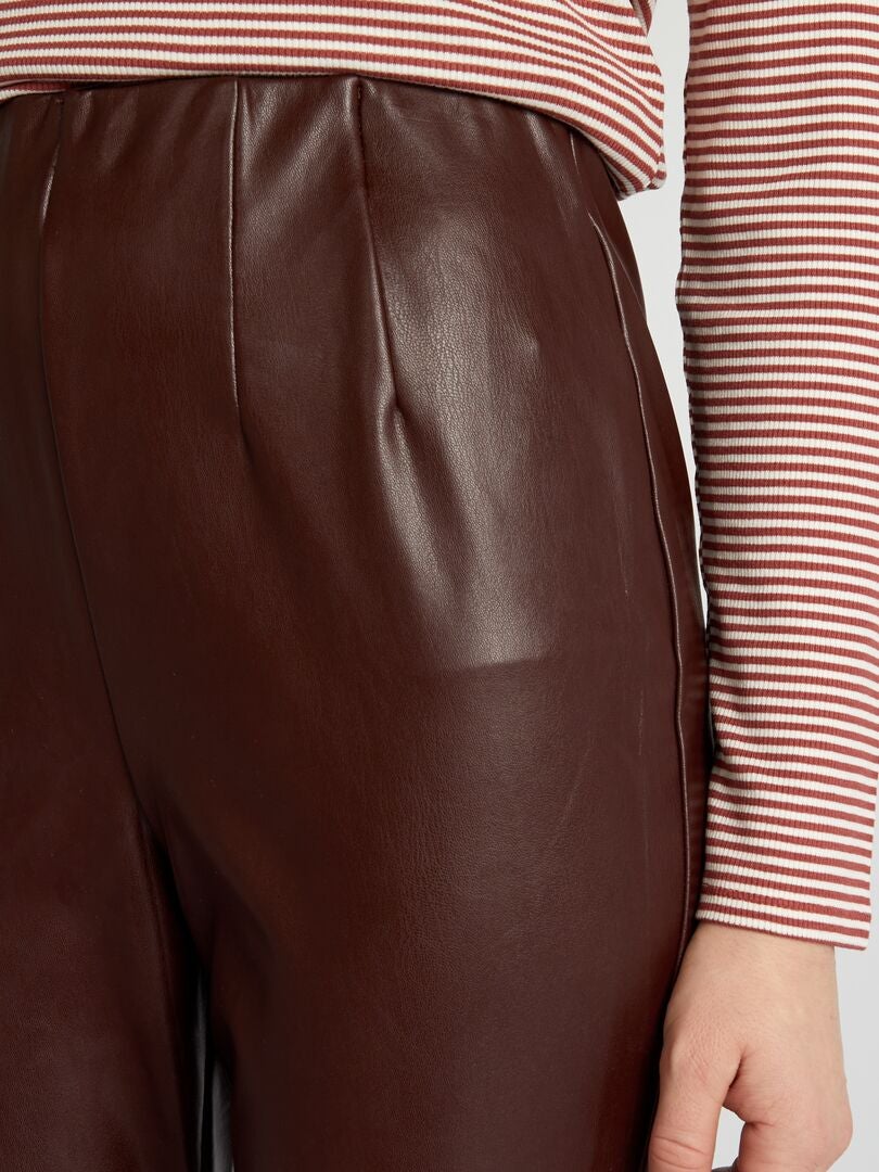 Leggings met hoge taille van imitatieleer - ROOD