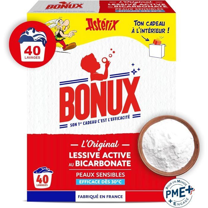 Bonux-Lessive en Poudre l'Original-Détachant textile-Adapté aux Peaux Sensibles-Nettoie en Profondeur-2Kg et 40 Lavages