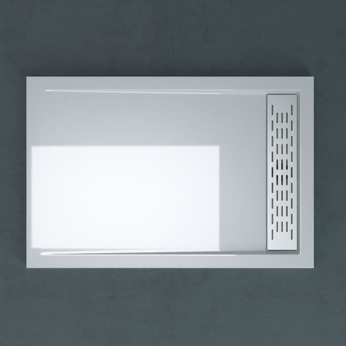 Receveur de douche extra plat blanc Xetro04W acrylique 80x140x5cm + bonde AL01 - SO GOOD