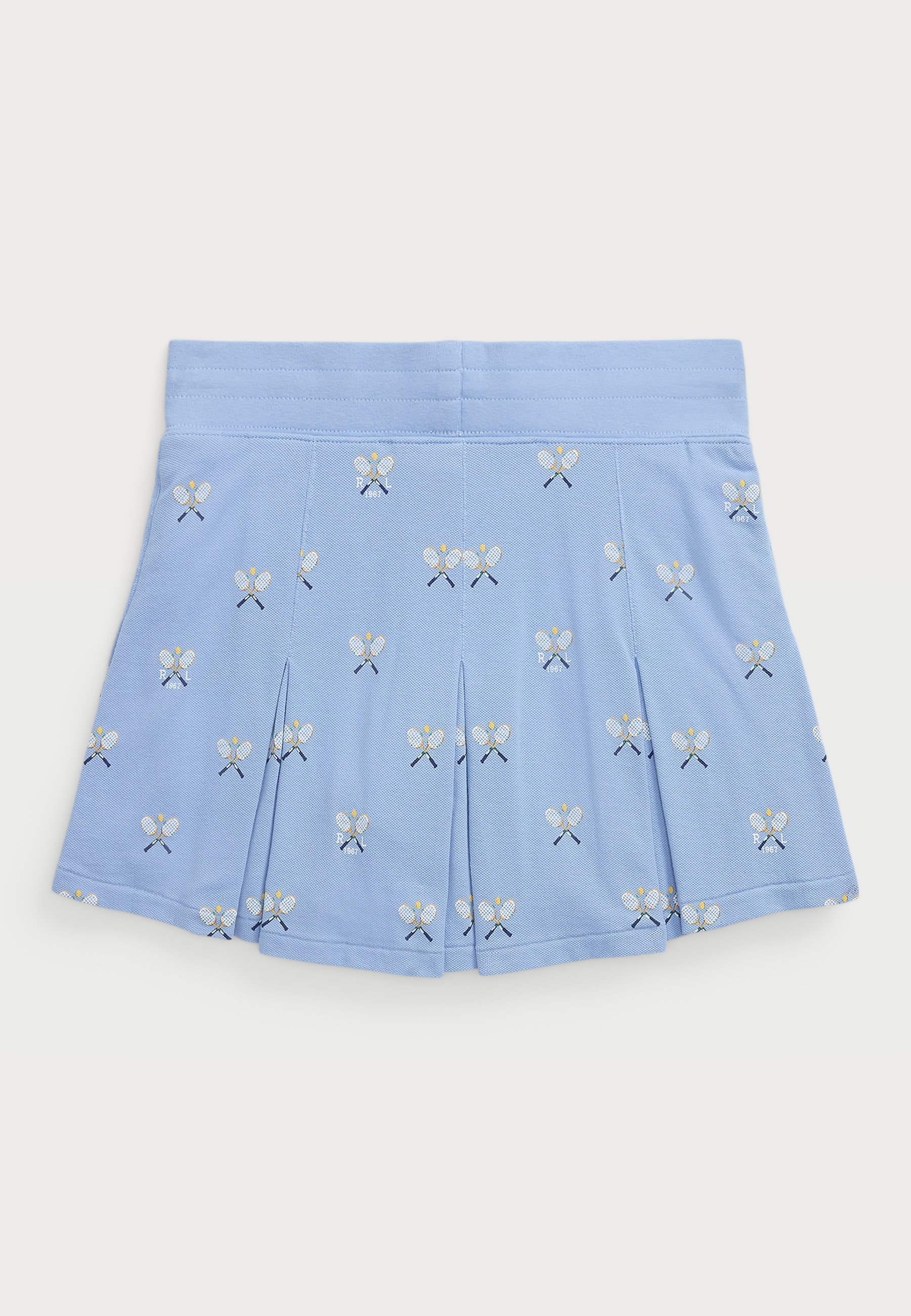 Jupe-short en maille stretch imprimée tennis Polo Ralph Lauren - Coupe trapèze - Bleu clair